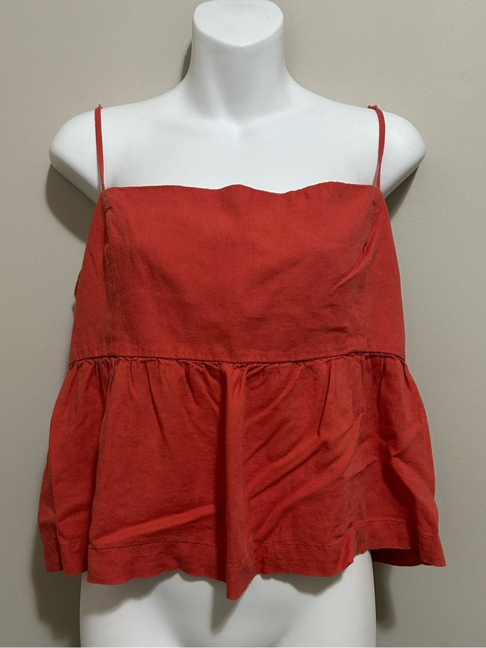 Dynamite Burt Orange Spaghetti-Strap Peplum Camisole Linen Blend